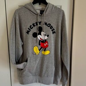 Disney Mickey Mouse Gray Unisex Hoodie Sweatshirt Size L